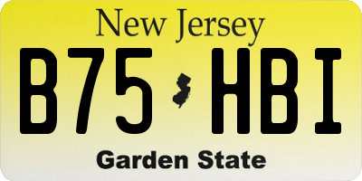 NJ license plate B75HBI