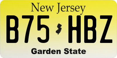 NJ license plate B75HBZ