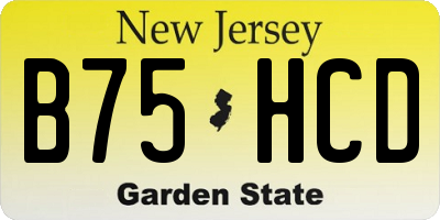 NJ license plate B75HCD