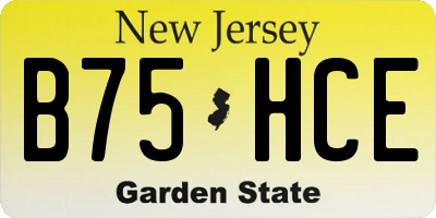 NJ license plate B75HCE