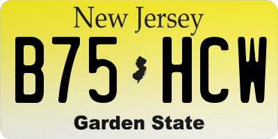 NJ license plate B75HCW