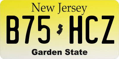 NJ license plate B75HCZ