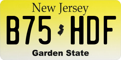 NJ license plate B75HDF
