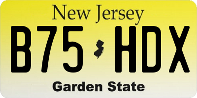 NJ license plate B75HDX