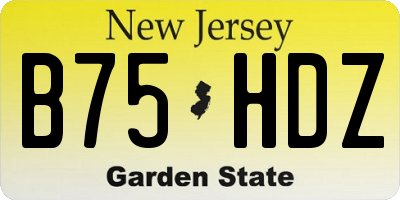 NJ license plate B75HDZ