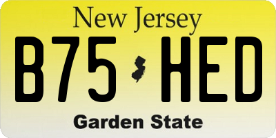NJ license plate B75HED