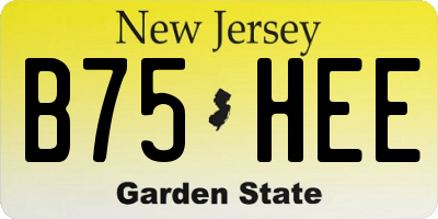 NJ license plate B75HEE
