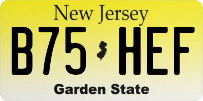 NJ license plate B75HEF