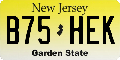 NJ license plate B75HEK