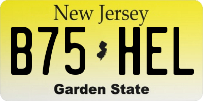 NJ license plate B75HEL