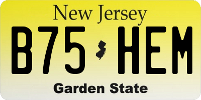 NJ license plate B75HEM