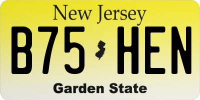 NJ license plate B75HEN