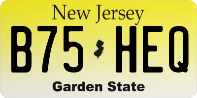 NJ license plate B75HEQ