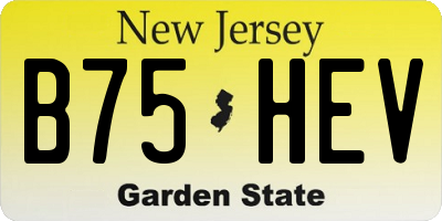 NJ license plate B75HEV