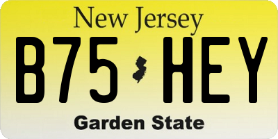 NJ license plate B75HEY
