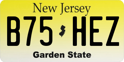 NJ license plate B75HEZ