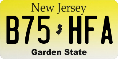 NJ license plate B75HFA