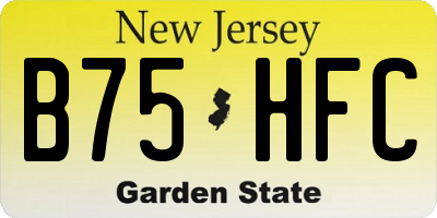 NJ license plate B75HFC