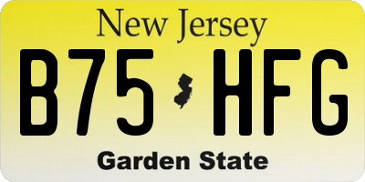 NJ license plate B75HFG