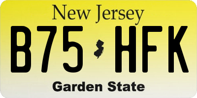 NJ license plate B75HFK