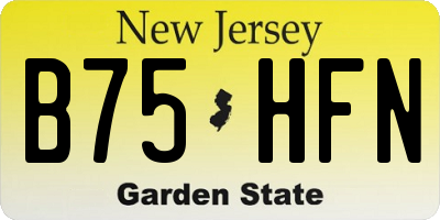 NJ license plate B75HFN