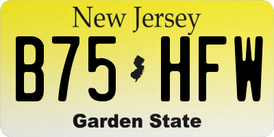 NJ license plate B75HFW
