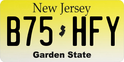 NJ license plate B75HFY