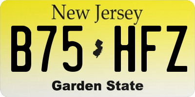 NJ license plate B75HFZ