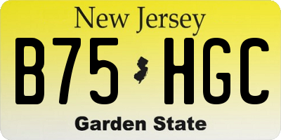 NJ license plate B75HGC