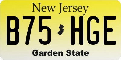 NJ license plate B75HGE