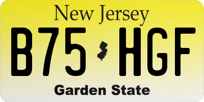 NJ license plate B75HGF
