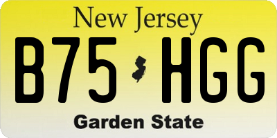 NJ license plate B75HGG