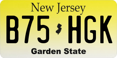 NJ license plate B75HGK