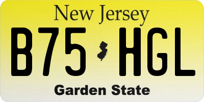 NJ license plate B75HGL