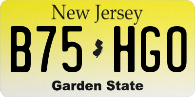 NJ license plate B75HGO