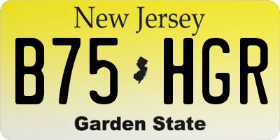 NJ license plate B75HGR