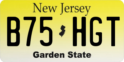 NJ license plate B75HGT
