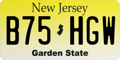 NJ license plate B75HGW
