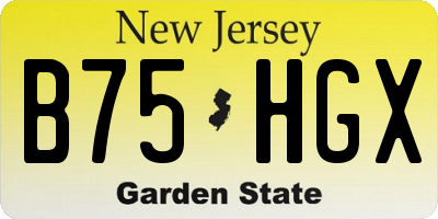 NJ license plate B75HGX
