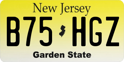 NJ license plate B75HGZ