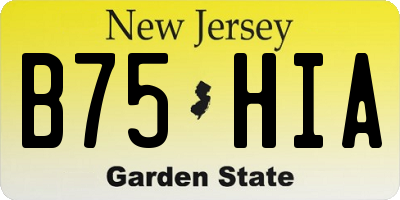NJ license plate B75HIA
