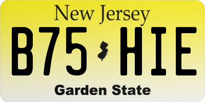 NJ license plate B75HIE