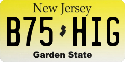 NJ license plate B75HIG