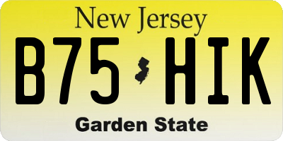 NJ license plate B75HIK