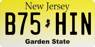 NJ license plate B75HIN