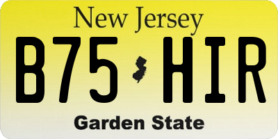 NJ license plate B75HIR