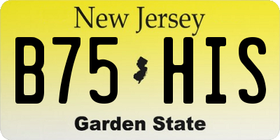 NJ license plate B75HIS