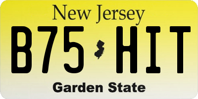 NJ license plate B75HIT