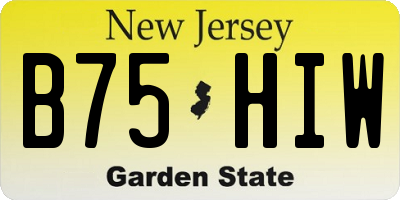 NJ license plate B75HIW