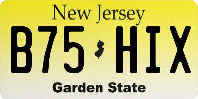 NJ license plate B75HIX